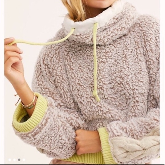 FP FREE PEOPLE BRAND STRETCH BOHO FLEECE PULLOVER SHERPA JACKET SWEATSHIRT TOP M - Picture 12 of 17